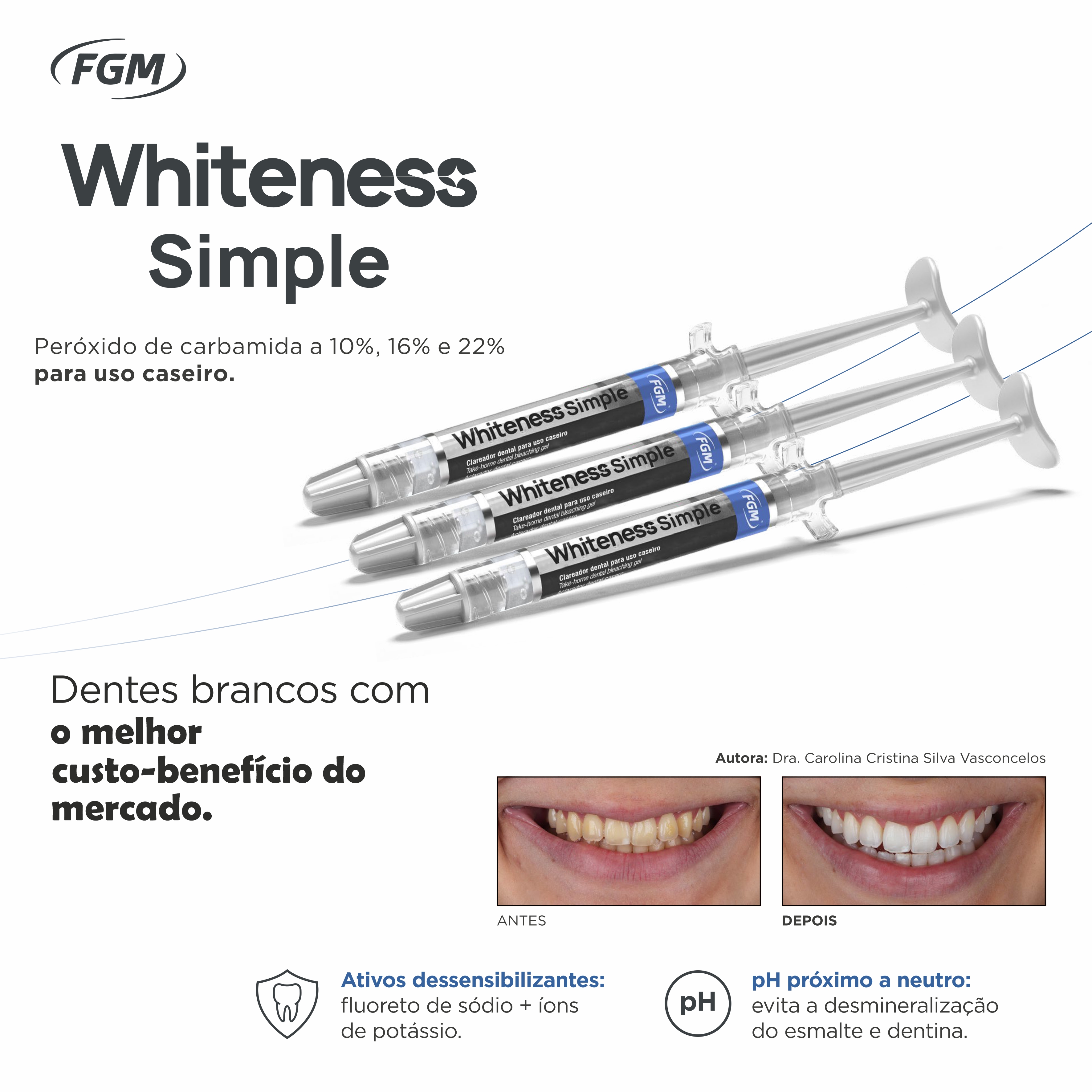 3x Clareador Dental Whiteness Simple 22% ...